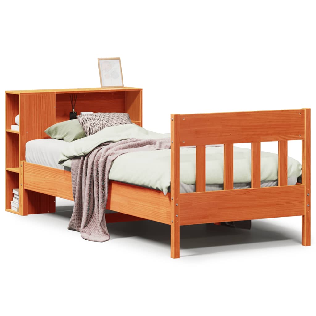 Bookcase Bed without Mattress Wax Brown 100x200cm Solid Wood Pine - Bargainia.com - 8721158619860 - 3323199