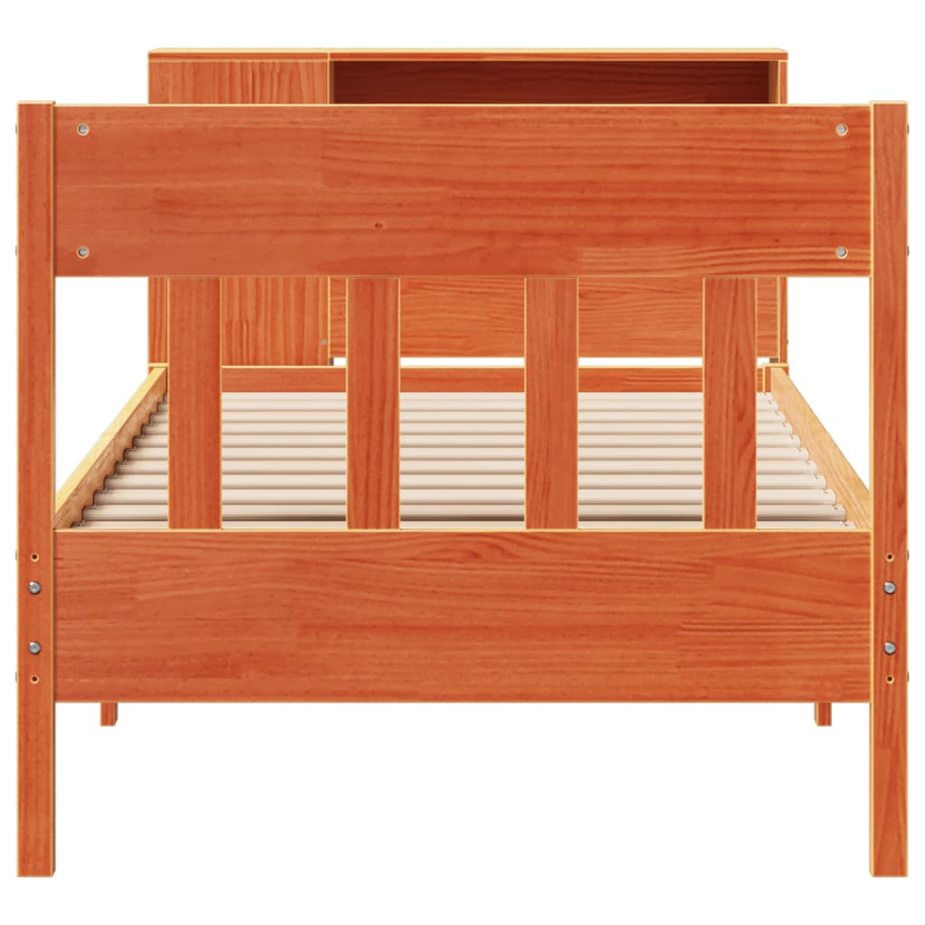 Bookcase Bed without Mattress Wax Brown 100x200cm Solid Wood Pine - Bargainia.com - 8721158619860 - 3323199