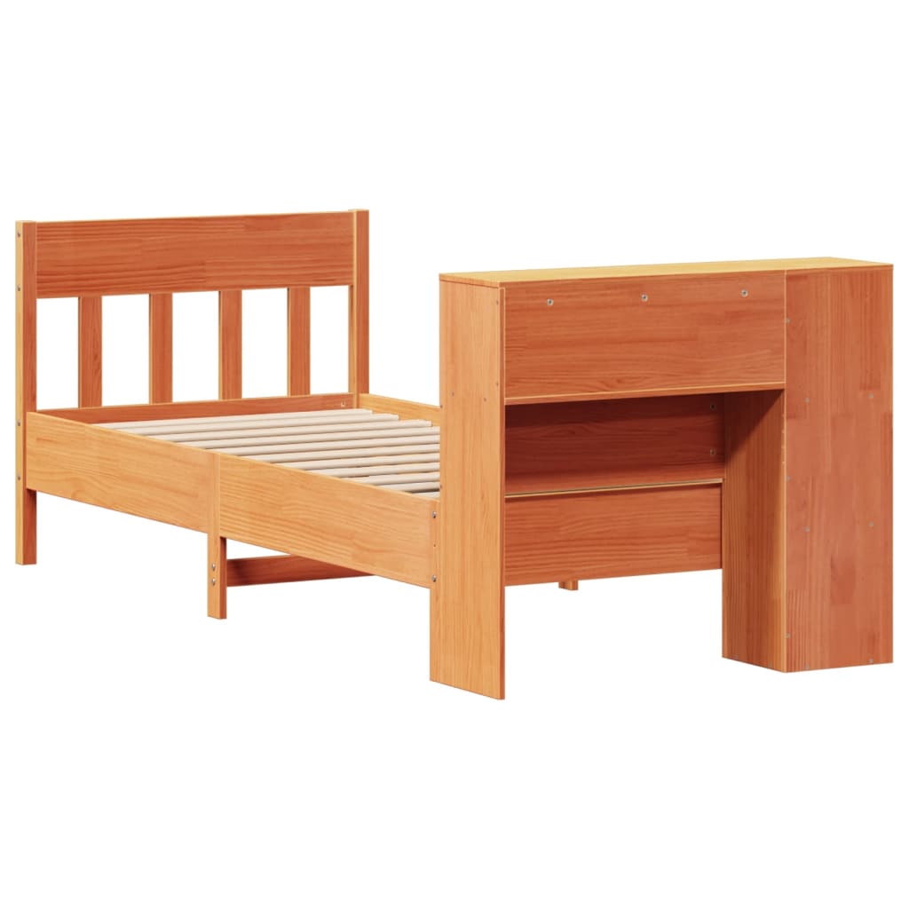 Bookcase Bed without Mattress Wax Brown 100x200cm Solid Wood Pine - Bargainia.com - 8721158619860 - 3323199