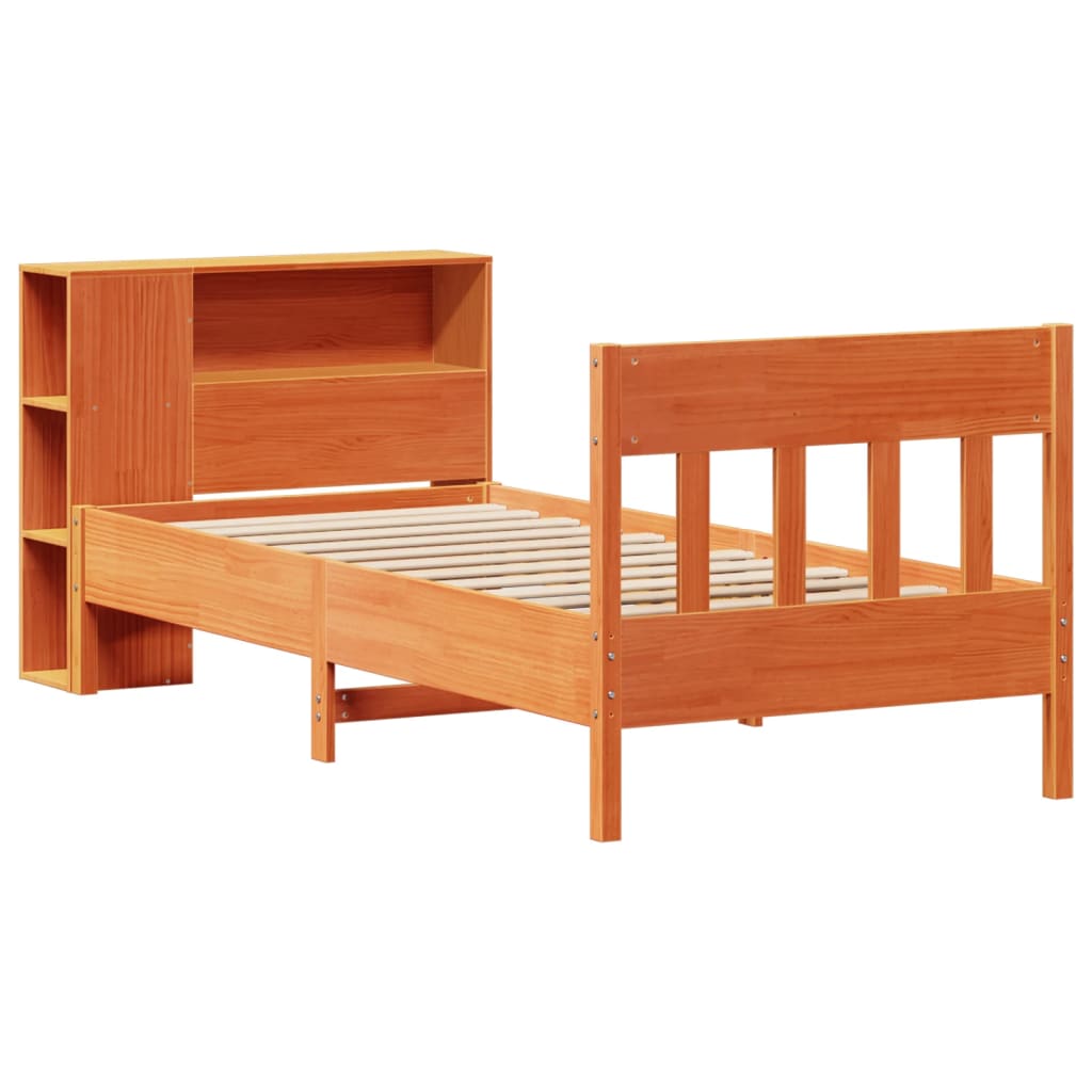 Bookcase Bed without Mattress Wax Brown 100x200cm Solid Wood Pine - Bargainia.com - 8721158619860 - 3323199