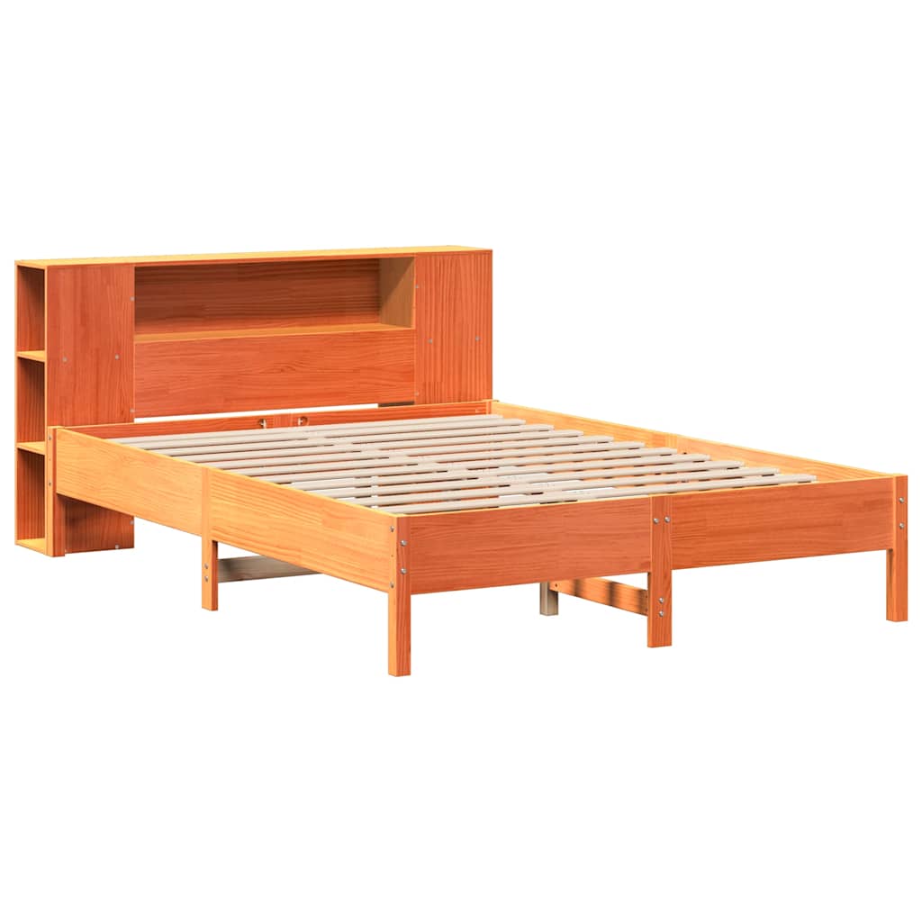 Bookcase Bed without Mattress Wax Brown 135x190 cm Double Solid Wood Pine - Bargainia.com - 8721158616296 - 3322842