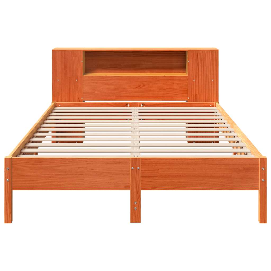 Bookcase Bed without Mattress Wax Brown 135x190 cm Double Solid Wood Pine - Bargainia.com - 8721158616296 - 3322842