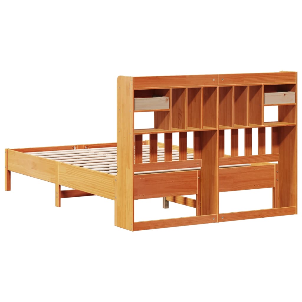 Bookcase Bed without Mattress Wax Brown 150x200 cm King Size Solid Wood Pine - Bargainia.com - 8721158616951 - 3322908