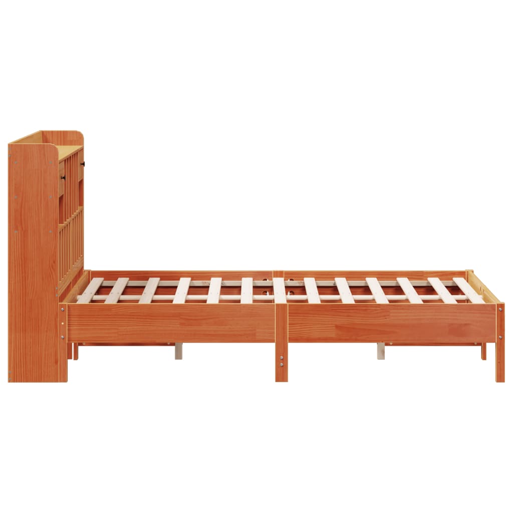 Bookcase Bed without Mattress Wax Brown 150x200 cm King Size Solid Wood Pine - Bargainia.com - 8721158616951 - 3322908
