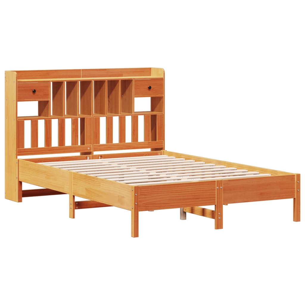 Bookcase Bed without Mattress Wax Brown 150x200 cm King Size Solid Wood Pine - Bargainia.com - 8721158616951 - 3322908