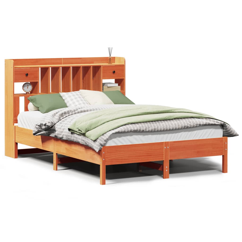 Bookcase Bed without Mattress Wax Brown 150x200 cm King Size Solid Wood Pine - Bargainia.com - 8721158616951 - 3322908