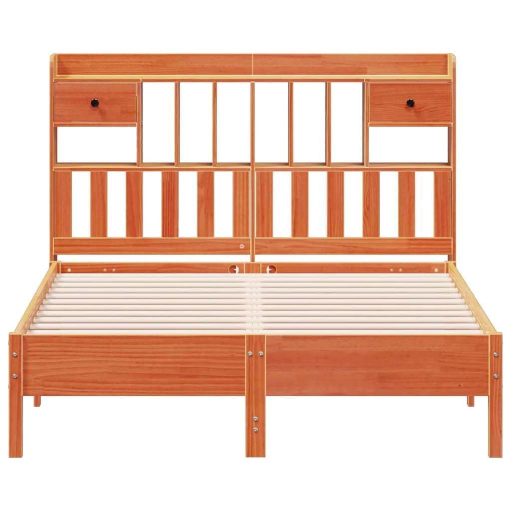 Bookcase Bed without Mattress Wax Brown 150x200 cm King Size Solid Wood Pine - Bargainia.com - 8721158616951 - 3322908