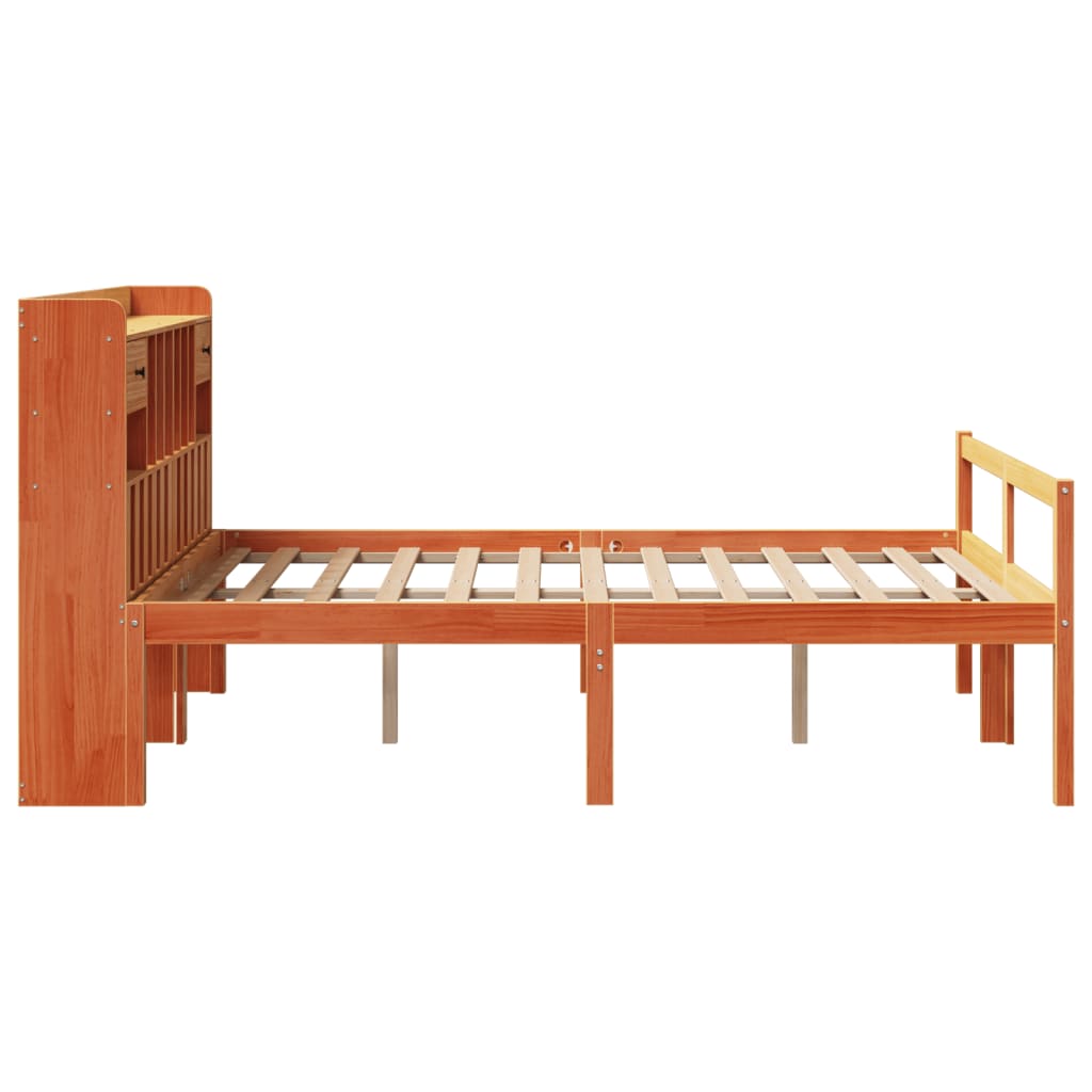 Bookcase Bed without Mattress Wax Brown 160x200cm Solid Wood Pine - Bargainia.com - 8721158608628 - 3322075