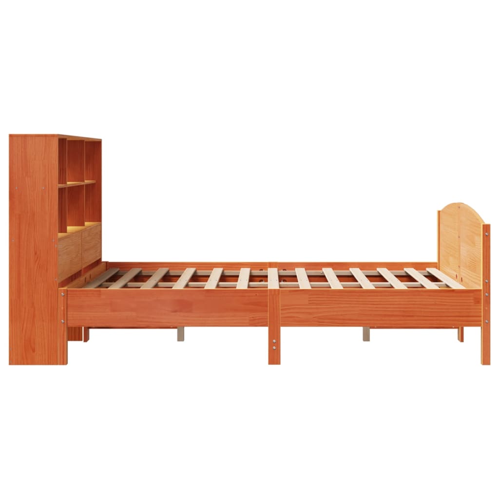 Bookcase Bed without Mattress Wax Brown 160x200cm Solid Wood Pine - Bargainia.com - 8721158618870 - 3323100