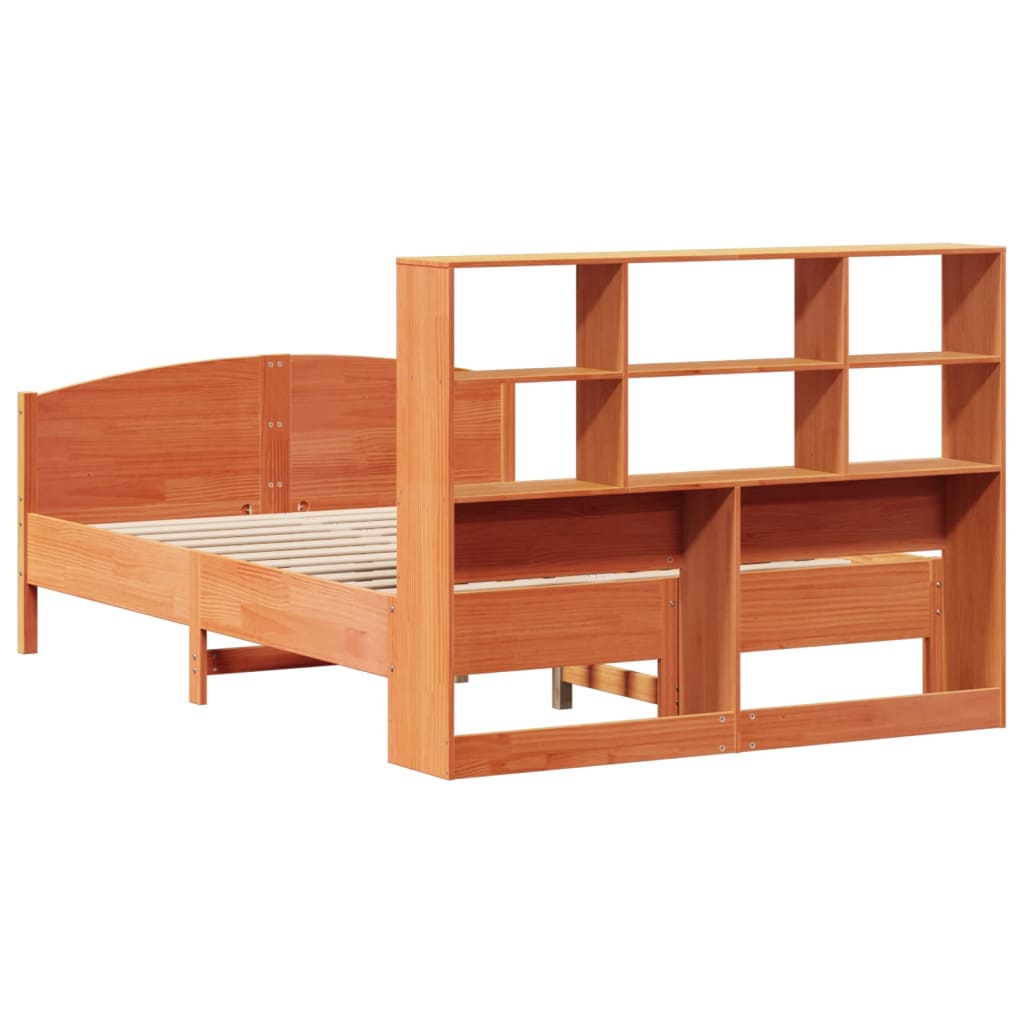 Bookcase Bed without Mattress Wax Brown 160x200cm Solid Wood Pine - Bargainia.com - 8721158618870 - 3323100