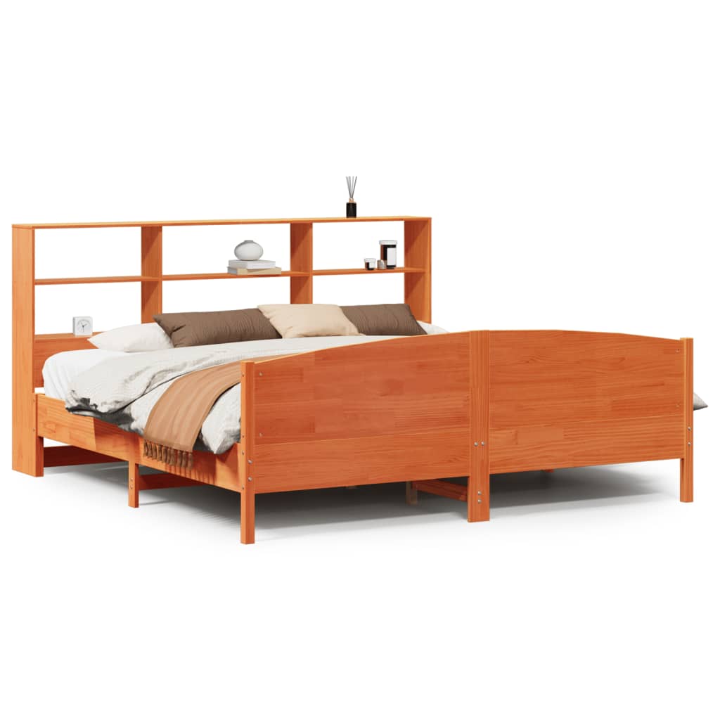 Bookcase Bed without Mattress Wax Brown 180x200 cm Super King Solid Wood Pine - Bargainia.com - 8721158618849 - 3323097