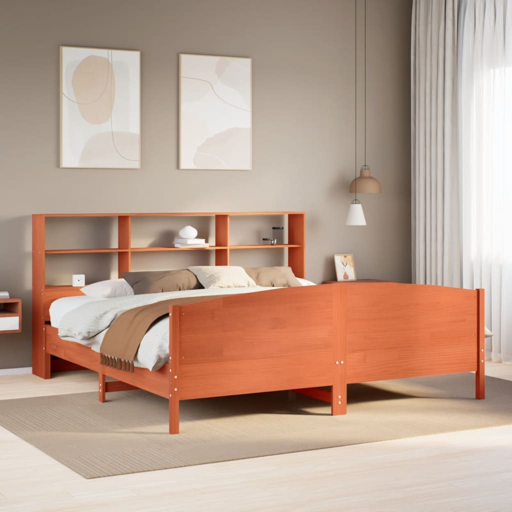 Bookcase Bed without Mattress Wax Brown 180x200 cm Super King Solid Wood Pine - Bargainia.com - 8721158618849 - 3323097