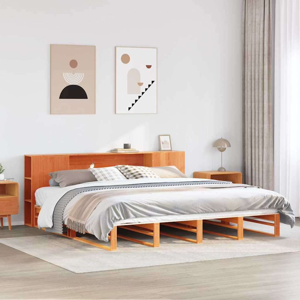 Bookcase Bed without Mattress Wax Brown 200x200 cm Solid Wood - Bargainia.com - 8721158626769 - 3323889