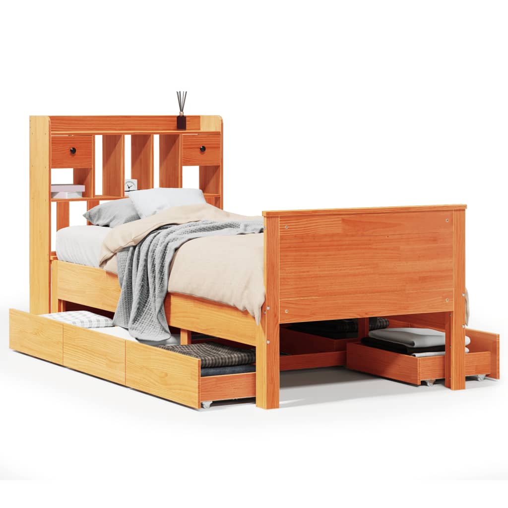 Bookcase Bed without Mattress Wax Brown 75x190 cm Small Single Solid Wood Pine - Bargainia.com - 8721158383860 - 3308947