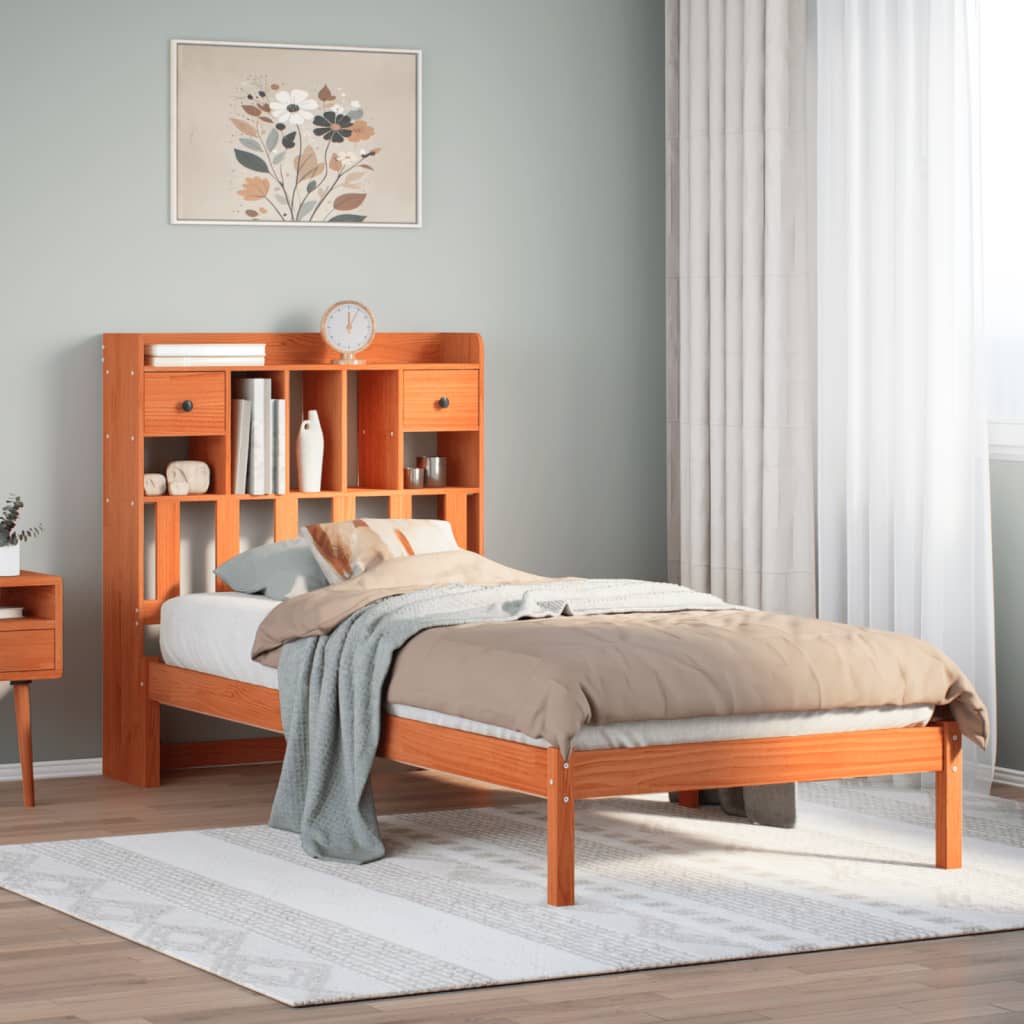 Bookcase Bed without Mattress Wax Brown 75x190 cm Small Single Solid Wood Pine - Bargainia.com - 8721158604231 - 3321636