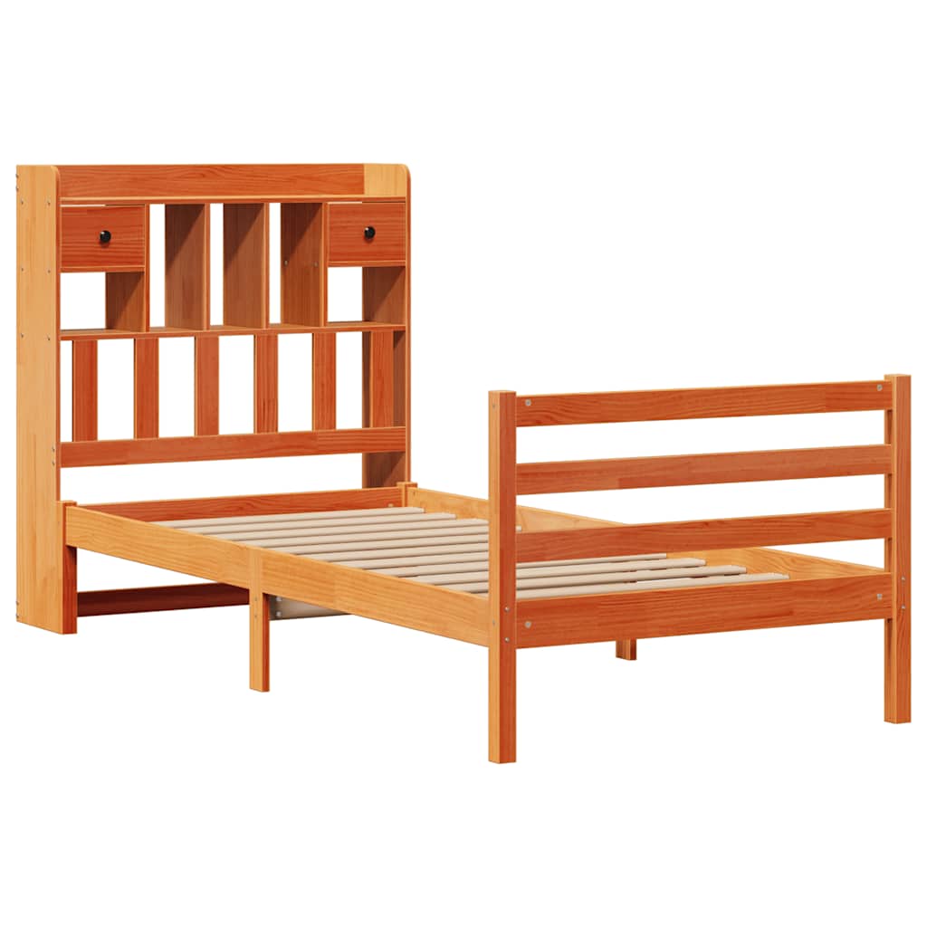 Bookcase Bed without Mattress Wax Brown 75x190 cm Small Single Solid Wood Pine - Bargainia.com - 