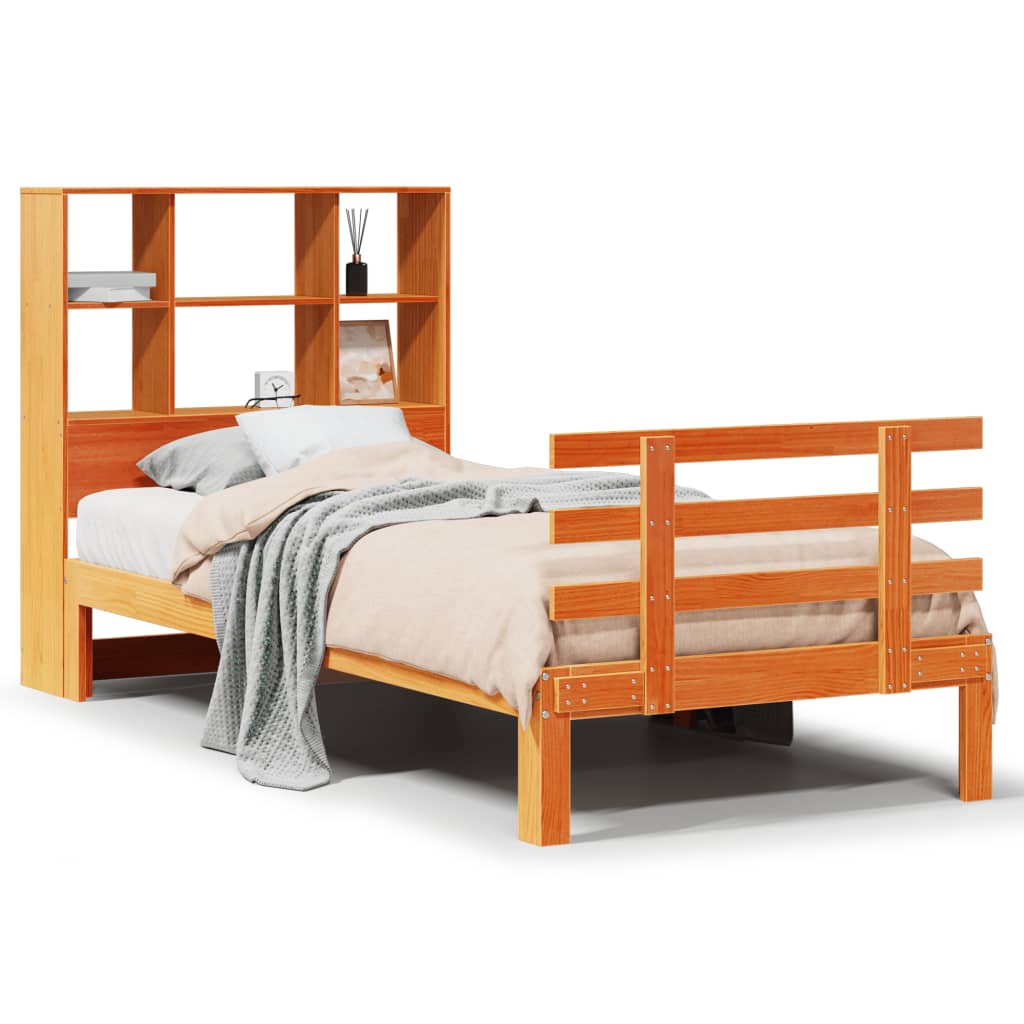 Bookcase Bed without Mattress Wax Brown 75x190 cm Small Single Solid Wood Pine - Bargainia.com - 