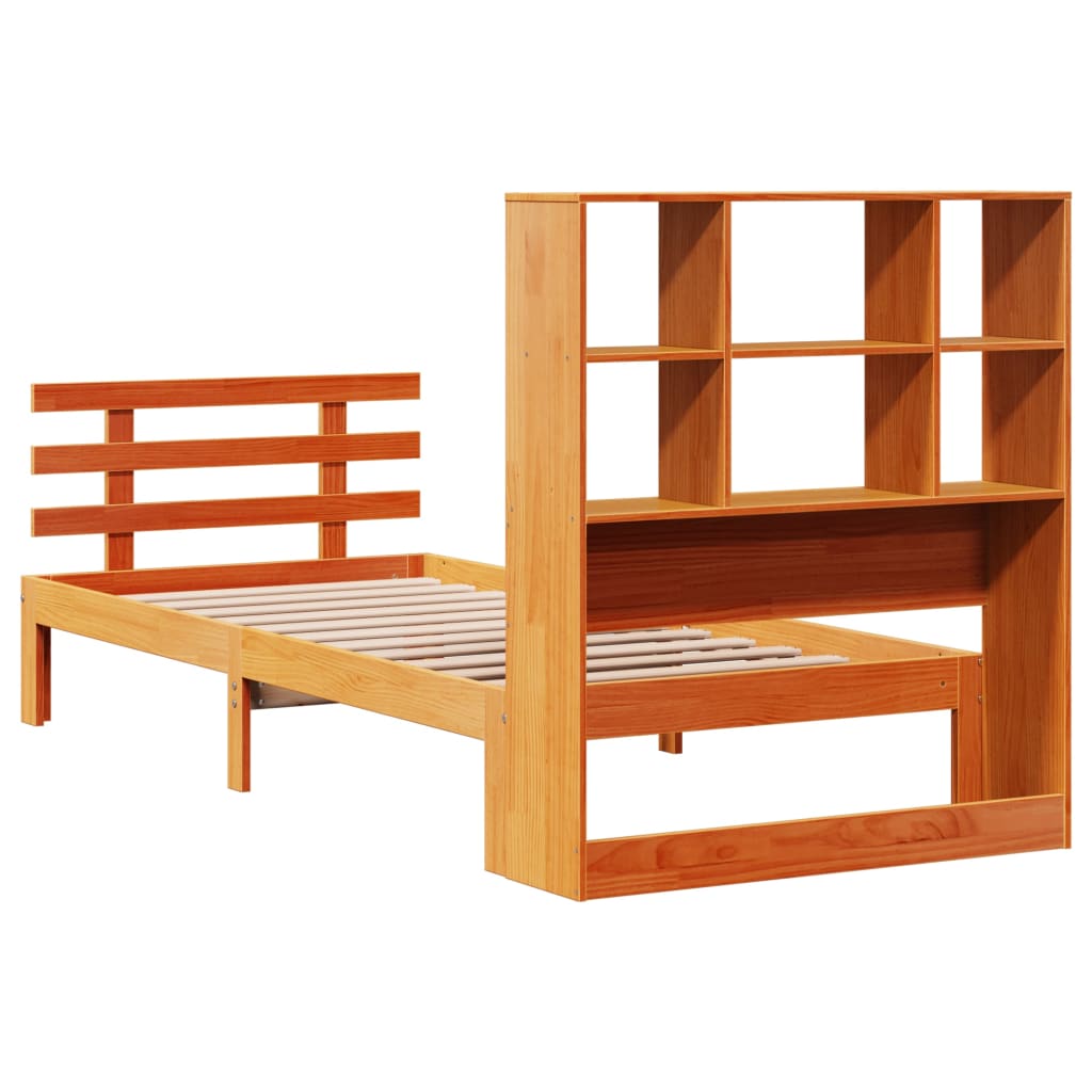 Bookcase Bed without Mattress Wax Brown 75x190 cm Small Single Solid Wood Pine - Bargainia.com - 