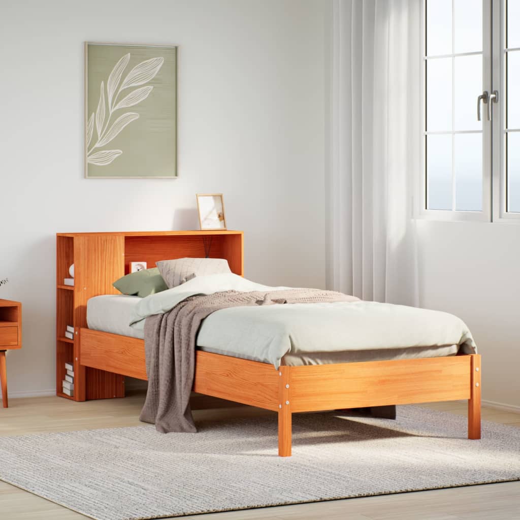 Bookcase Bed without Mattress Wax Brown 75x190 cm Small Single Solid Wood Pine - Bargainia.com - 8721158616449 - 3322857