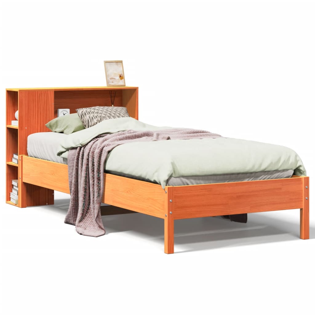 Bookcase Bed without Mattress Wax Brown 75x190 cm Small Single Solid Wood Pine - Bargainia.com - 8721158616449 - 3322857