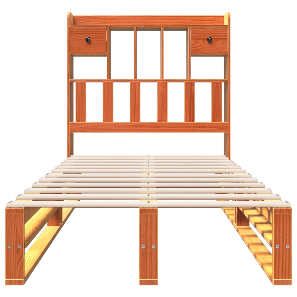 Bookcase Bed without Mattress Wax Brown 75x190 cm Small Single Solid Wood Pine - Bargainia.com - 