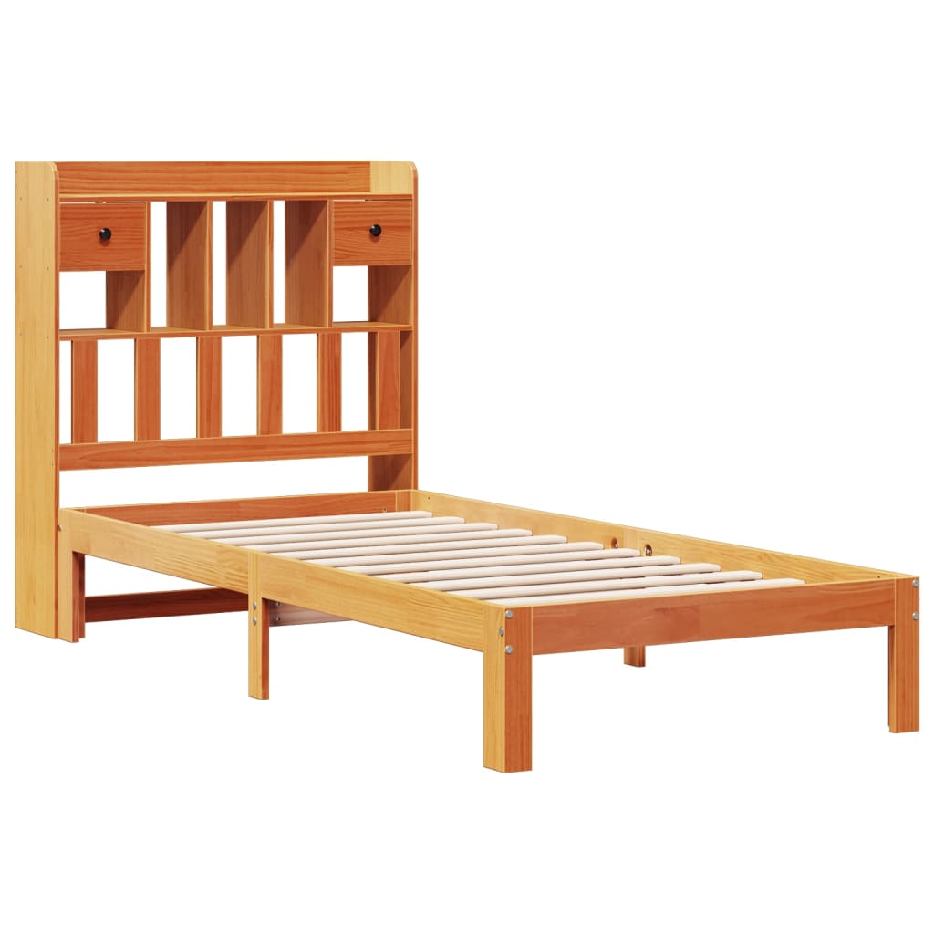 Bookcase Bed without Mattress Wax Brown 75x190cm Solid Wood Pine - Bargainia.com - 8721158613981 - 3322611