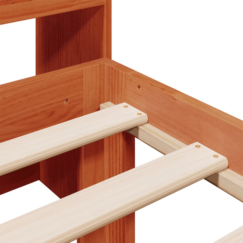 Bookcase Bed without Mattress Wax Brown 75x190cm Solid Wood Pine - Bargainia.com - 8721158613981 - 3322611