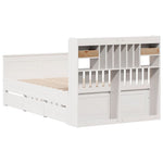 Bookcase Bed without Mattress White 135x190 cm Double Solid Wood Pine - Bargainia.com - 