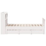 Bookcase Bed without Mattress White 135x190 cm Double Solid Wood Pine - Bargainia.com - 