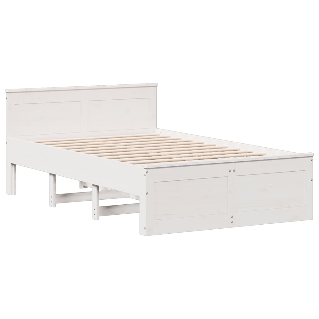 Bookcase Bed without Mattress White 135x190 cm Double Solid Wood Pine - Bargainia.com - 8721158383761 - 3308937