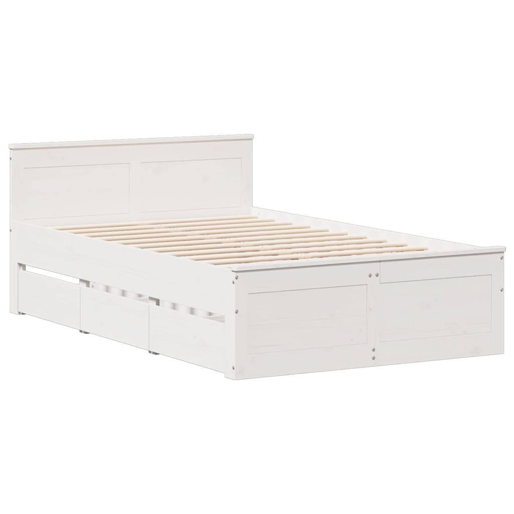 Bookcase Bed without Mattress White 135x190 cm Double Solid Wood Pine - Bargainia.com - 8721158383761 - 3308937