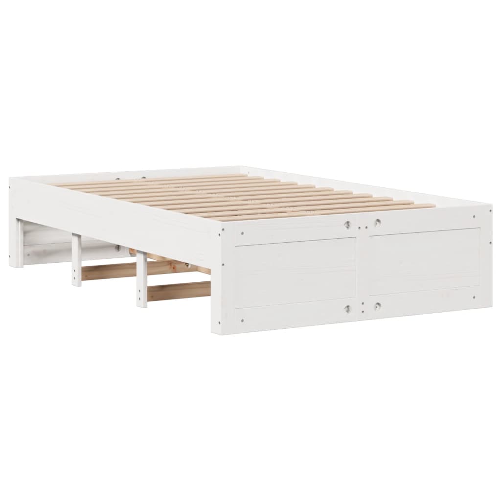 Bookcase Bed without Mattress White 135x190 cm Double Solid Wood Pine - Bargainia.com - 8721158384157 - 3308976