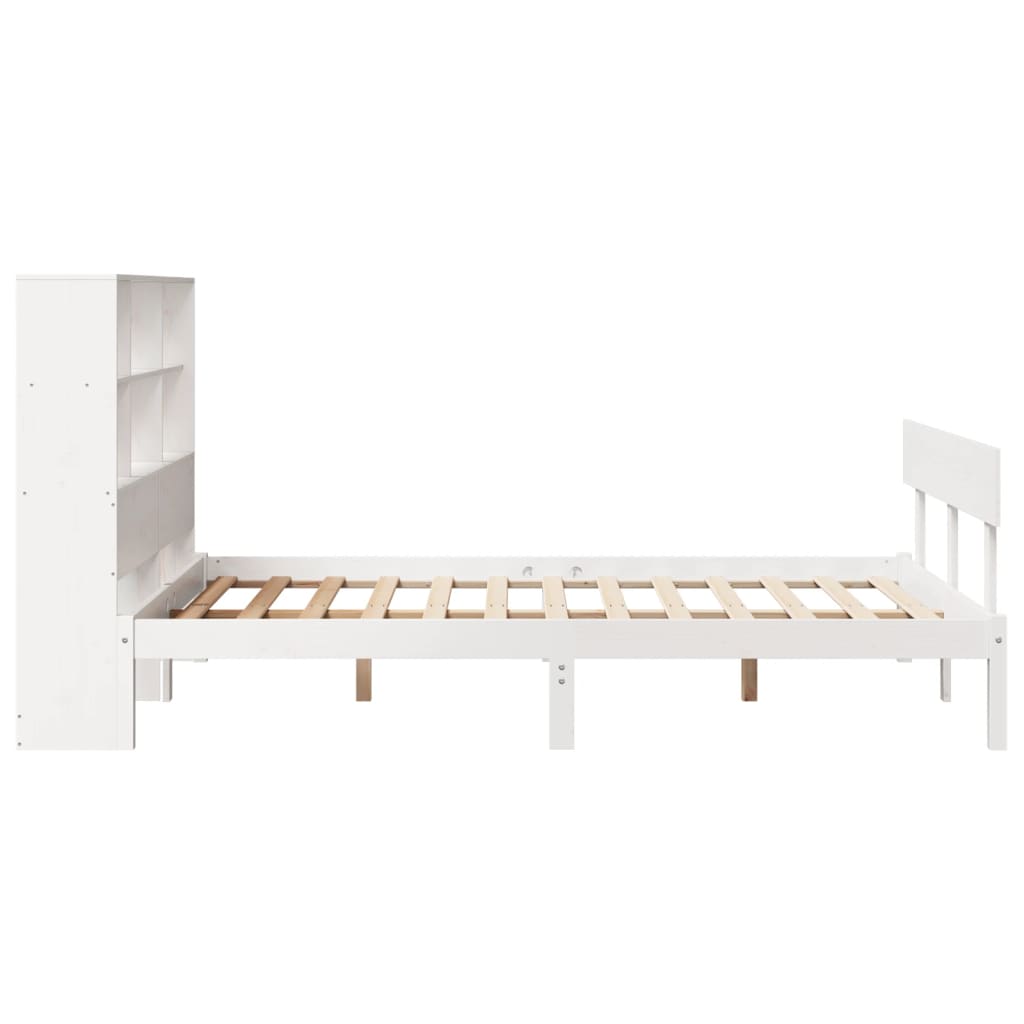 Bookcase Bed without Mattress White 140x190 cm Solid Wood Pine - Bargainia.com - 