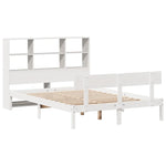 Bookcase Bed without Mattress White 140x190 cm Solid Wood Pine - Bargainia.com - 