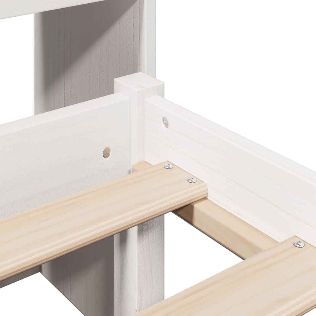 Bookcase Bed without Mattress White 140x190 cm Solid Wood Pine - Bargainia.com - 