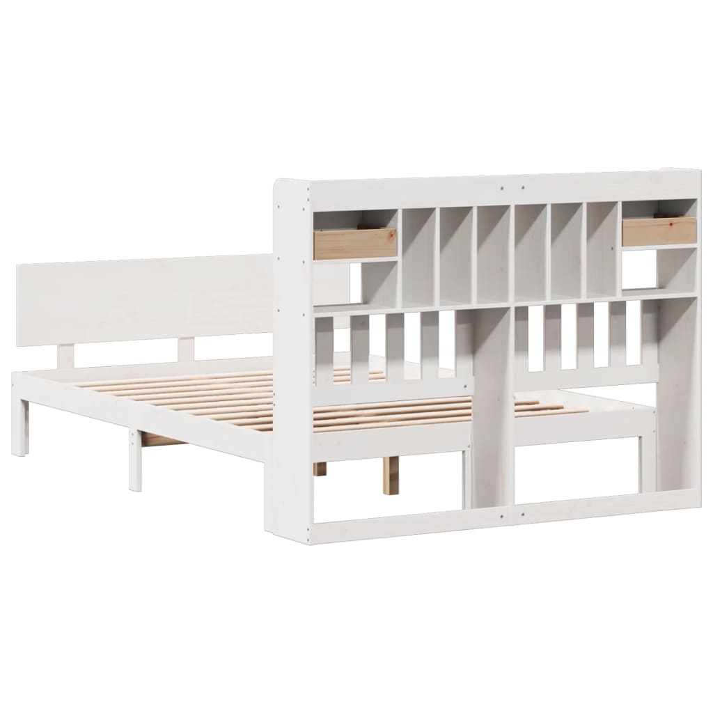Bookcase Bed without Mattress White 140x190cm Solid Wood Pine - Bargainia.com - 8721158614728 - 3322685