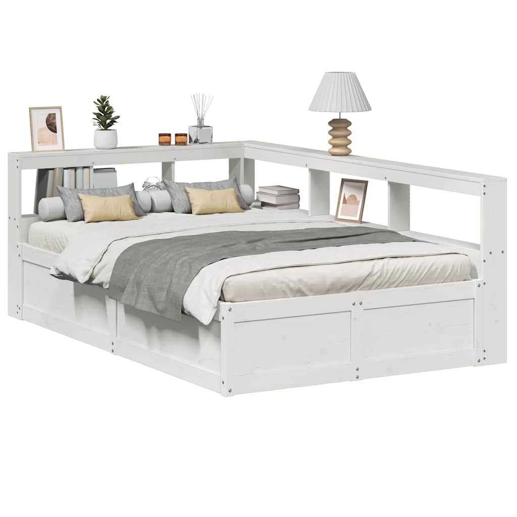 Bookcase Bed without Mattress White 140x190cm Solid Wood Pine - Bargainia.com - 8721158647382 - 3324473
