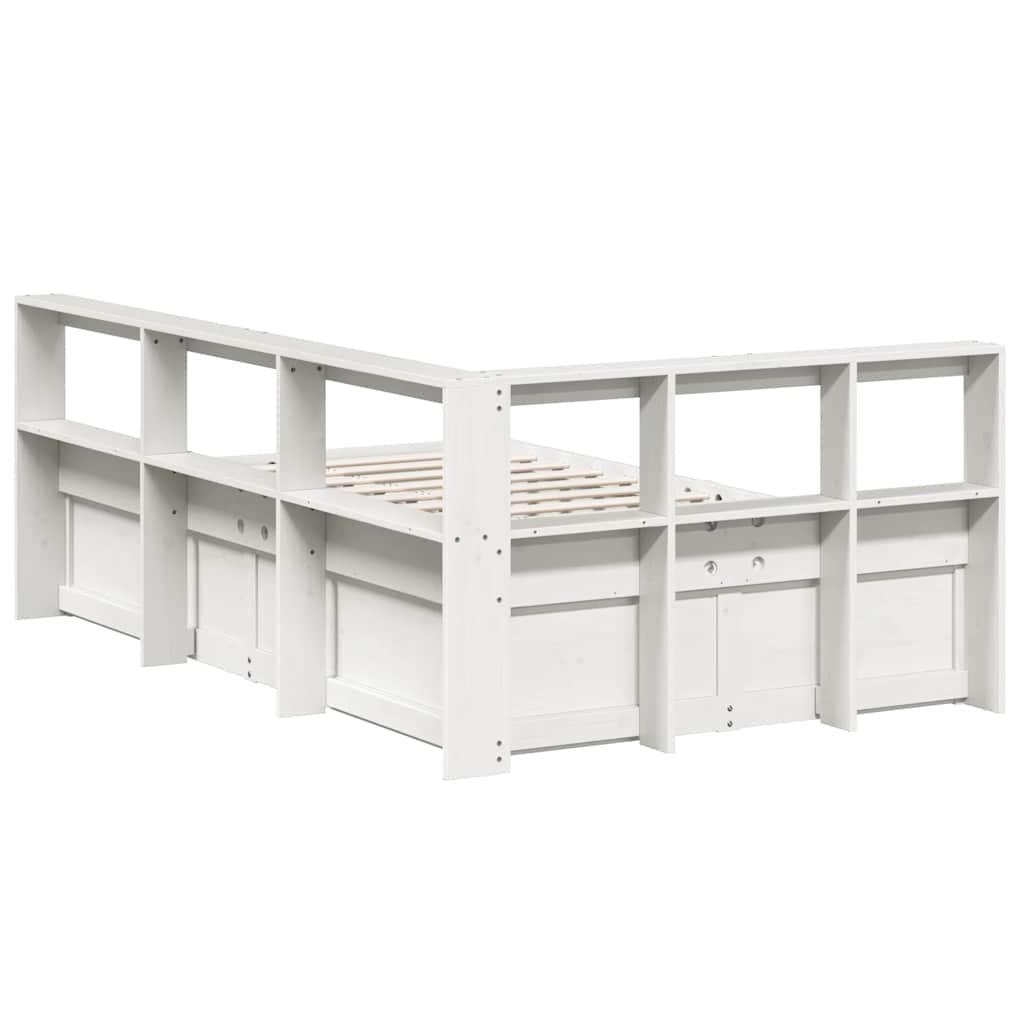 Bookcase Bed without Mattress White 140x190cm Solid Wood Pine - Bargainia.com - 8721158647382 - 3324473