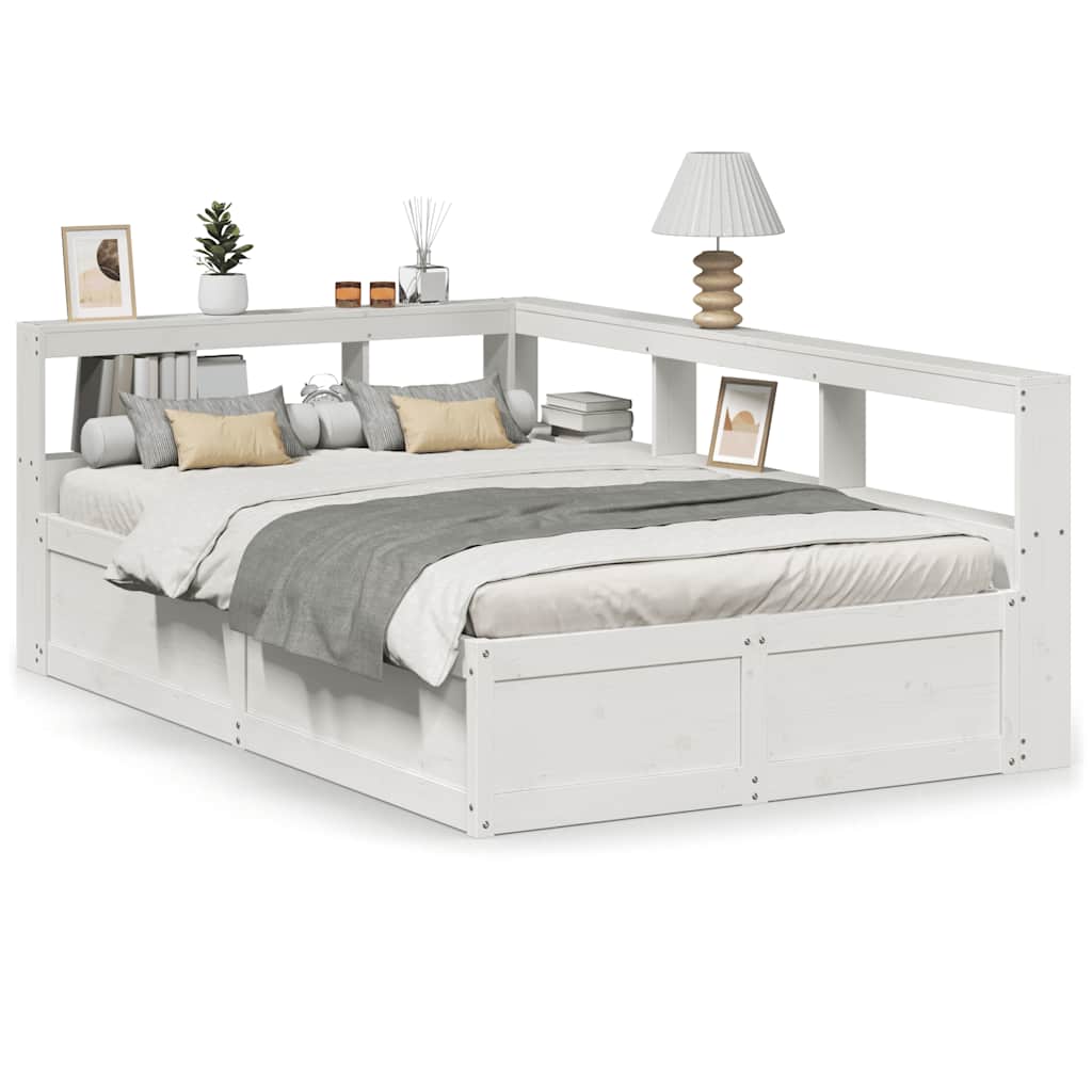 Bookcase Bed without Mattress White 140x190cm Solid Wood Pine - Bargainia.com - 8721158647382 - 3324473