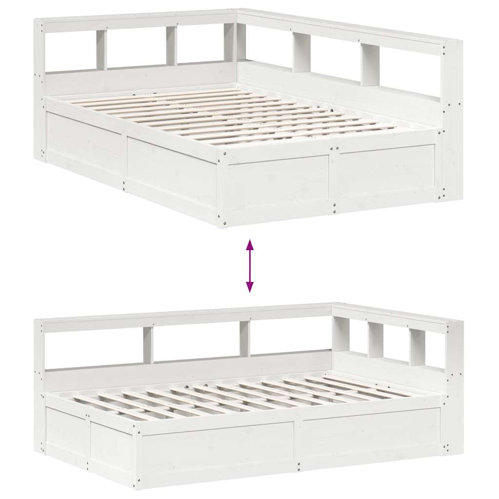 Bookcase Bed without Mattress White 140x190cm Solid Wood Pine - Bargainia.com - 8721158647382 - 3324473