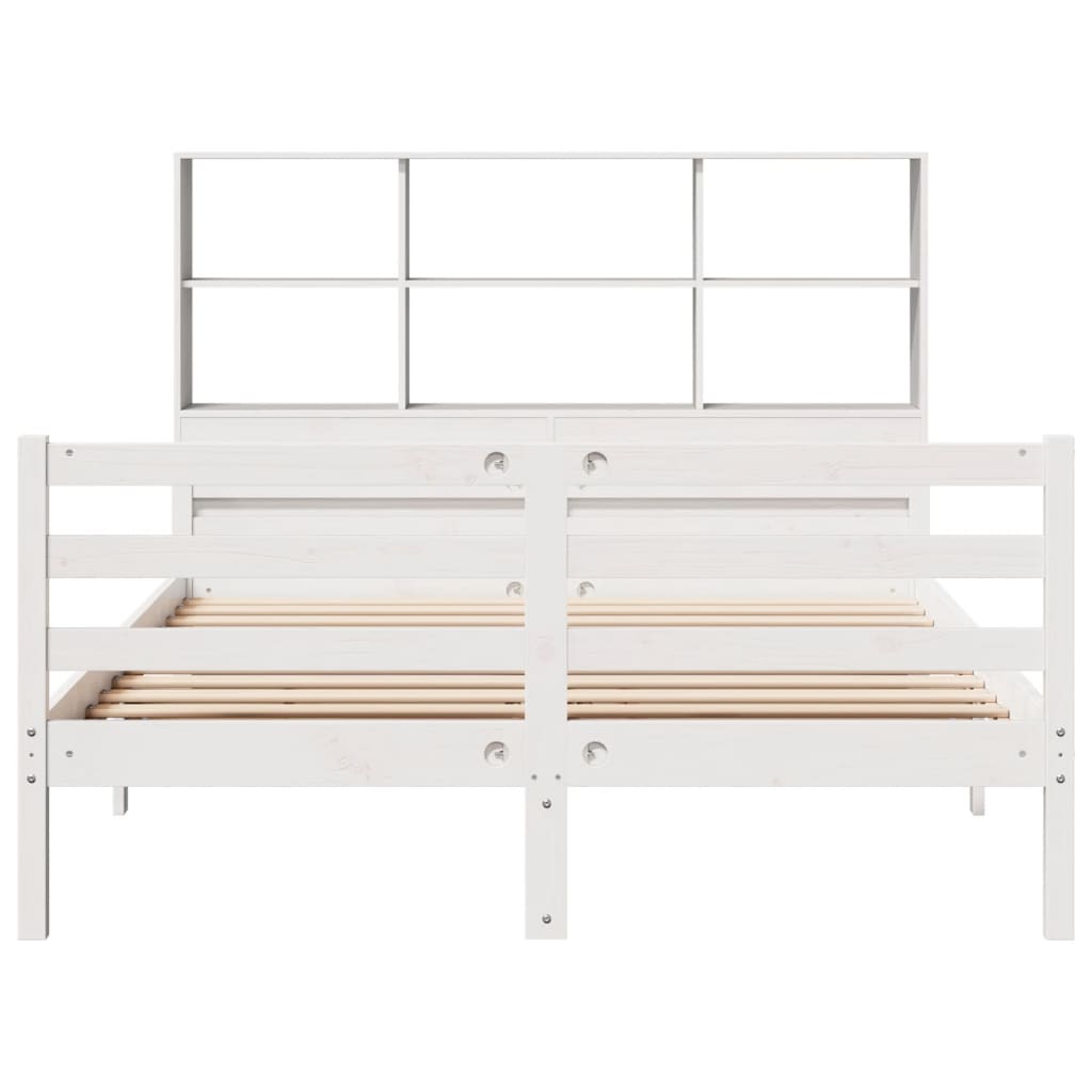 Bookcase Bed without Mattress White 140x200 cm Solid Wood Pine - Bargainia.com - 8721158610256 - 3322238