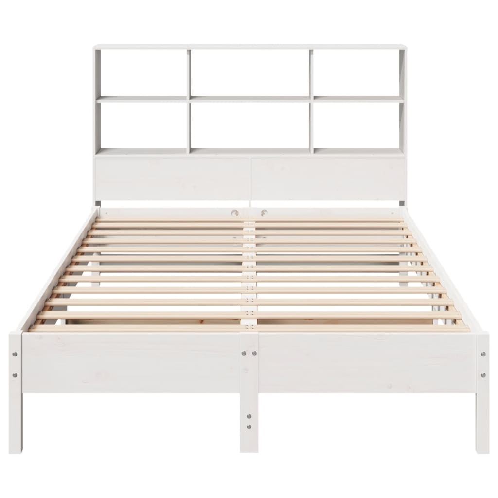 Bookcase Bed without Mattress White 140x200 cm Solid Wood Pine - Bargainia.com - 