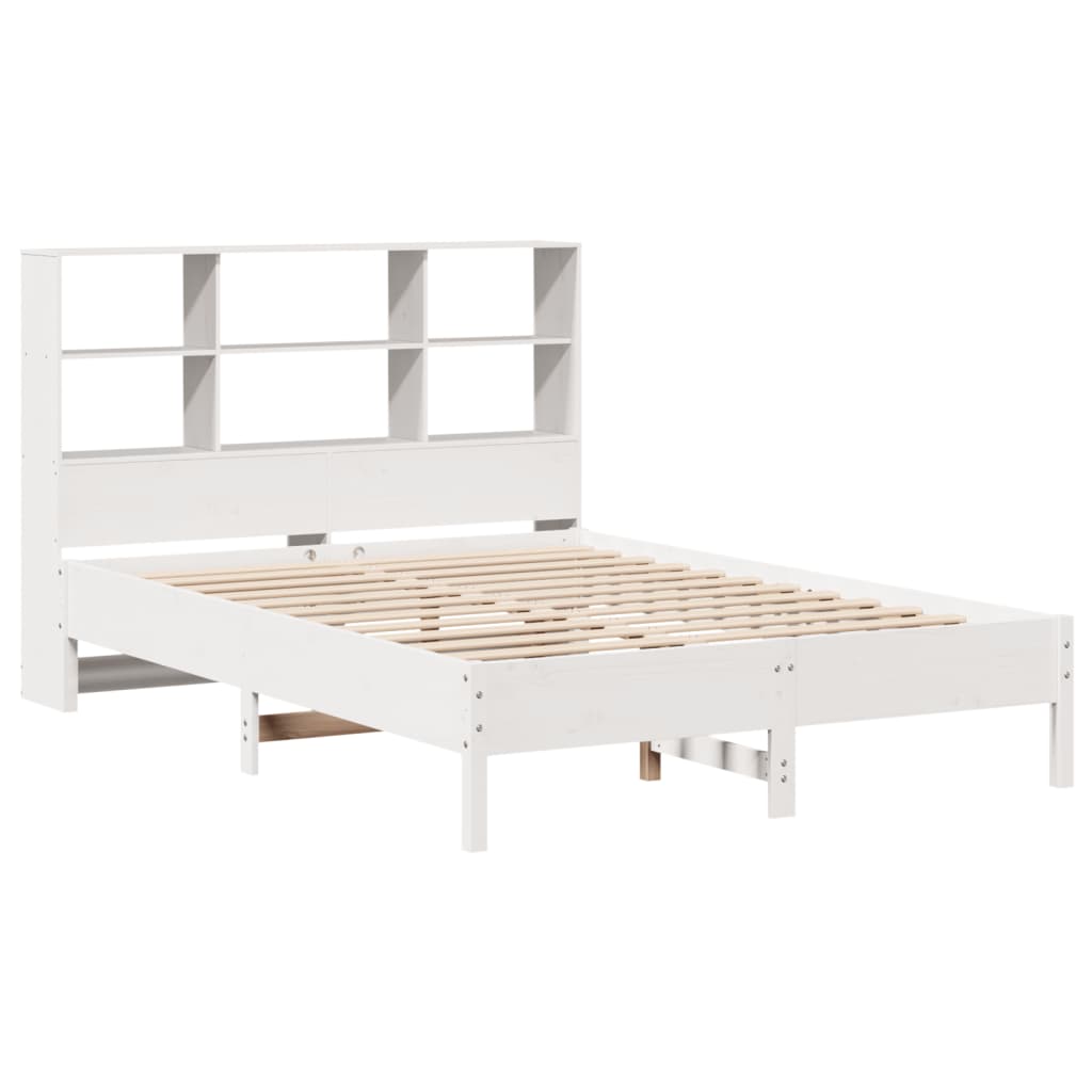 Bookcase Bed without Mattress White 140x200 cm Solid Wood Pine - Bargainia.com - 