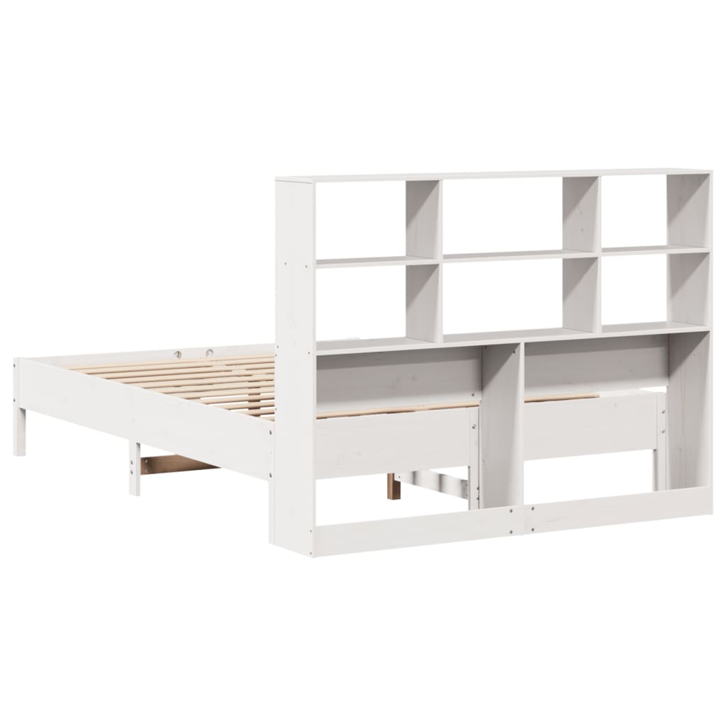 Bookcase Bed without Mattress White 140x200 cm Solid Wood Pine - Bargainia.com - 