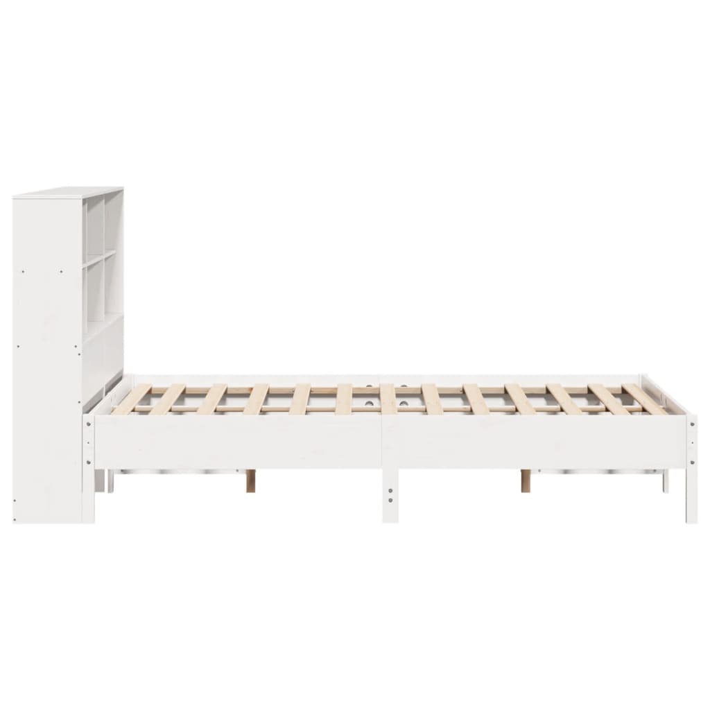 Bookcase Bed without Mattress White 140x200 cm Solid Wood Pine - Bargainia.com - 