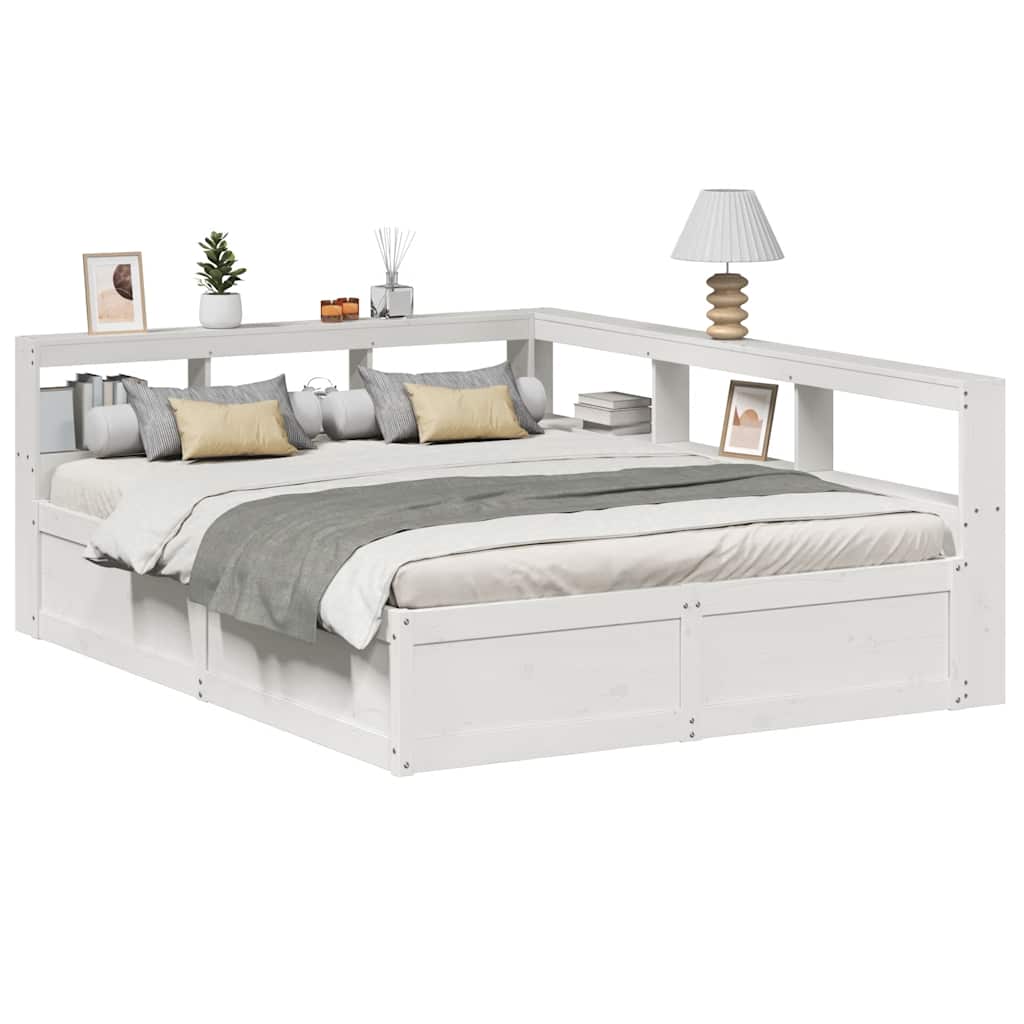 Bookcase Bed without Mattress White 140x200cm Solid Wood Pine - Bargainia.com - 8721158647269 - 3324461