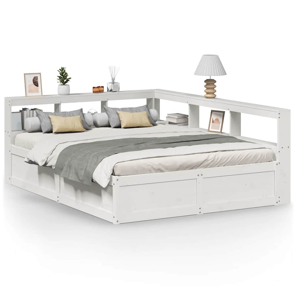 Bookcase Bed without Mattress White 140x200cm Solid Wood Pine - Bargainia.com - 8721158647269 - 3324461