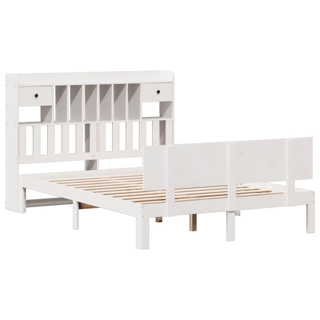 Bookcase Bed without Mattress White 150x200 cm King Size Solid Wood Pine - Bargainia.com - 8721158614827 - 3322695