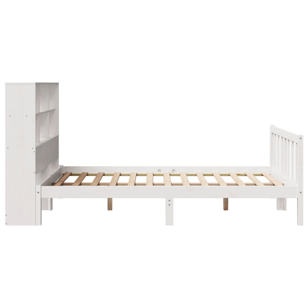 Bookcase Bed without Mattress White 160x200 cm Solid Wood Pine - Bargainia.com - 