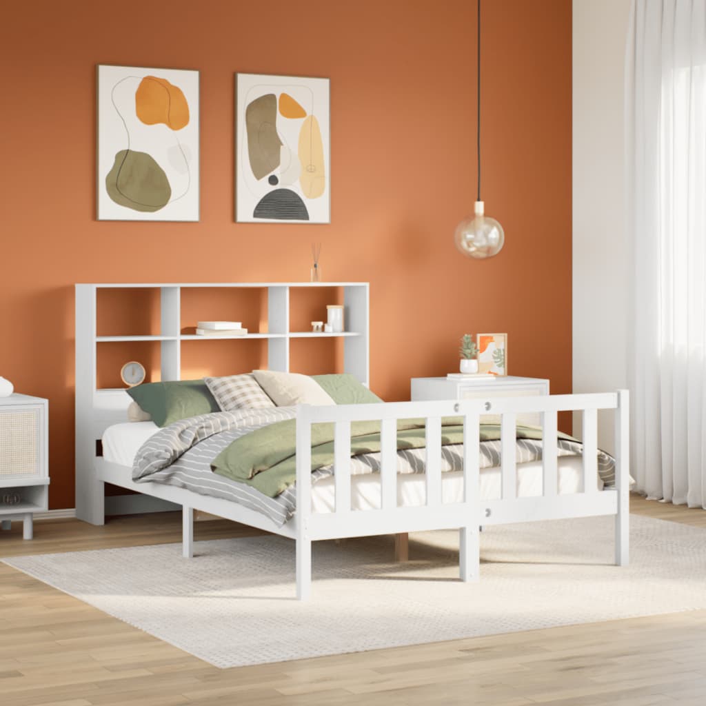 Bookcase Bed without Mattress White 160x200 cm Solid Wood Pine - Bargainia.com - 